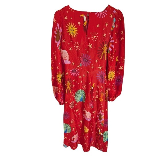 FARM Rio Womens Lotus Star Front‎ Tie Midi Dress Red XS Colorful - Picture 5 of 12